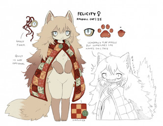 :< anthro big_tail brown_body brown_ears brown_fur brown_hair button_(fastener) cloak cloak_only clothed clothed_anthro clothed_female clothing eyeball fangs feet female female_anthro fur gloves_(marking) grin hair handpaw hindpaw kemono leg_markings long_hair markings mouth_closed multicolored_cloak multicolored_clothing paws quilt smile socks_(marking) solo standing tail tan_body tan_fur tan_hair teeth text white_eyes yellow_sclera jejejunum felicity_(jejejunum) domestic_cat felid feline felis mammal ragdoll_cat 2025 digital_drawing_(artwork) digital_media_(artwork) english_text full-length_portrait hi_res portrait