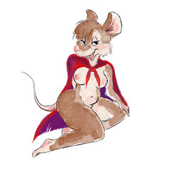 anthro areola bedroom_eyes breasts brown_body brown_fur buckteeth cape cape_only clothing countershade_breasts countershade_face countershade_legs countershade_torso countershading feet female fur humanoid_feet leg_markings looking_at_viewer markings mostly_nude mostly_nude_anthro mostly_nude_female narrowed_eyes nipples nude nude_female open_mouth open_smile plantigrade red_cape red_clothing seductive smile socks_(marking) solo tail tan_body tan_countershading tan_fur teeth creamyclaw don_bluth the_secret_of_nimh mrs._brisby mammal mouse murid murine rodent absurd_res hi_res