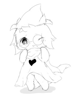 ambiguous_gender anthro eyewear fur glasses kemono solo standing deaic deltarune undertale_(series) ralsei bovid caprine darkner goat mammal 2019 greyscale hi_res monochrome sketch