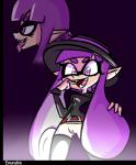 breasts clothing female genitals gradient_background hair hat headgear headwear open_mouth piercing pseudo_hair purple_background purple_eyes purple_hair pussy simple_background solo standing teeth tentacle_hair tentacles tongue tongue_out tongue_piercing norehana_art nintendo splatoon norehana_(norehana_art) animal_humanoid cephalopod cephalopod_humanoid humanoid inkling marine marine_humanoid mollusk mollusk_humanoid 2017 hi_res signature