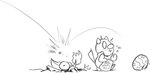 ambiguous_gender candy dessert duo easter_egg egg food holidays jelly_bean oblivious slapstick star stuck_in_ground tail potoobrigham easter game_freak nintendo pokemon generation_5_pokemon oshawott pokemon_(species) snivy monochrome sketch