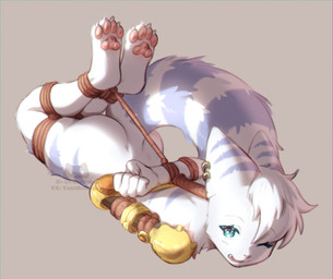 anthro arms_tied bdsm bondage bound female legs_tied lying on_front one_eye_closed pawpads paws smile solo wink yukidrimurr ratchet_and_clank sony_corporation sony_interactive_entertainment rivet_(ratchet_and_clank) lombax mammal hi_res