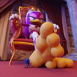 3_toes anthro barefoot beak blue_body blue_eyes blue_fur chair clothing duo extreme_size_difference feet female female_anthro foot_fetish foot_focus foot_lick foot_play fur furniture gloves handwear larger_female licking macro male male/female micro plantigrade purple_body sitting size_difference smaller_male soles throne toes tongue yellow_feet feetymcfoot sega sonic_riders sonic_the_hedgehog_(series) sonic_the_hedgehog wave_the_swallow avian bird eulipotyphlan hedgehog hirundinid mammal oscine passerine swallow_(bird) 1:1 3d_(artwork) digital_media_(artwork) hi_res