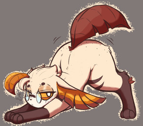ambiguous_gender ass_up butt eyewear feral freckled_butt freckled_face freckles fur glasses leaf leaf_tail looking_at_viewer motion_lines orange_eyes question_mark simple_background solo speech_bubble tail botanics nintendo pokemon autie eeveelution generation_4_pokemon leafeon pokemon_(species) digital_drawing_(artwork) digital_media_(artwork)
