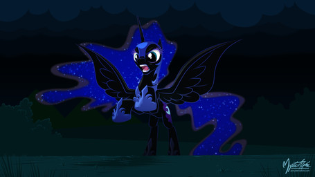 armor black_body black_feathers blue_eyes cutie_mark dark feathered_wings feathers female feral headgear helmet horn night open_mouth solo sparkles wings mysticalpha friendship_is_magic hasbro my_little_pony mythology nightmare_moon_(mlp) equid equine mammal mythological_creature mythological_equine winged_unicorn 16:9 2013 digital_media_(artwork) hi_res widescreen
