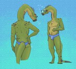 anthro balls_outline biped bottomwear bulge clothed clothing detailed_bulge eyewear furgonomic_bottomwear furgonomic_eyewear furgonomics genital_outline green_body jewelry male male_anthro necklace penis_outline scratching slightly_chubby solo speedo speedo_only sunglasses swimwear topless zagz art_(zagz) alamosaurus dinosaur macronarian prehistoric_species reptile sauropod sauropodomorph scalie hi_res