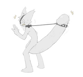 3_eyes anthro big_penis bodily_fluids collar_on_penis conjoined connected_collars eye_patch eyewear fur genital_fluids genital_leash genitals glans grey_body grey_fur huge_penis humanoid_genitalia humanoid_penis hyper hyper_genitalia hyper_penis leash leash_pull leashed_together living_penis male multi_eye penis precum sentient_penis solo sweat tail tail_genitals tail_penis unusual_anatomy unusual_genitalia unusual_genitalia_placement unusual_penis unusual_penis_placement unusual_tail white_body white_fur pastry404 domestic_cat felid feline felis mammal hi_res