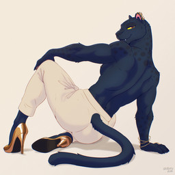 5_fingers anthro areola arm_markings arm_support back_muscles barbell_piercing bare_breasts barely_visible_nipples bedroom_eyes bent_legs biped blue_body blue_ears blue_fur blue_inner_ear_fluff blue_tail blue_tuft bottomwear bracelet breasts brown_pupils butt casual_exposure claws closed_smile clothed clothed_anthro clothed_female clothing cute_fangs dark_body dark_claws dark_fur dark_inner_ear_fluff dark_markings dark_nipples dark_nose dark_spots dark_tuft ear_piercing exposure_variation eyelashes facial_markings fangs female female_anthro finger_claws fingers footwear forearm_muscles forehead_markings fur furgonomic_bottomwear furgonomic_pants furgonomics glistening glistening_clothing glistening_footwear glistening_shoes gold_(metal) gold_bracelet gold_ear_piercing gold_jewelry gold_nipple_piercing gold_piercing gold_shoes grey_claws grey_markings grey_nipples grey_nose grey_spots grey_text hand_on_floor hand_on_knee hand_on_leg hand_on_own_knee hand_on_own_leg head_markings high_heels humanoid_hands inner_ear_fluff iris jewelry knee_pulled_up leaning long_tail looking_at_viewer looking_back looking_back_at_viewer markings medium_breasts mouth_closed muscular muscular_anthro muscular_female narrowed_eyes neck_markings nipple_barbell nipple_piercing nipples one_fang orange_eyes pants pawpads piercing pink_inner_ear pink_pawpads plantigrade pose pupils rear_view seductive shadow shoes shoulder_markings simple_background sitting smile snaggle_tooth snout solo spots spotted_arms spotted_back spotted_body spotted_face spotted_fur spotted_markings spotted_shoulders straight_arms tail tail_clothing teeth text three-quarter_view topless topless_anthro topless_female trapezius triceps tuft white_background white_bottomwear white_clothing white_pants yellow_sclera uwuwateru goat_(movie) sony_corporation sony_pictures jett_fillmore felid leopard mammal pantherine 1:1 2026 absurd_res artist_name dated digital_drawing_(artwork) digital_media_(artwork) full-length_portrait hi_res pinup portrait shaded