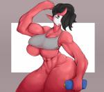 abs asian_mythology big_breasts bottomless breasts cleavage clothed clothing demon east_asian_mythology female hi_res huge_breasts huge_thighs japanese_mythology muscular muscular_female mythology not_furry oni small_waist smoxul solo thick_thighs under_boob wide_hips yokai
