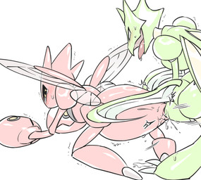 all_fours anthro arthropod_abdomen arthropod_abdomen_genitalia arthropod_abdomen_hightration arthropod_abdomen_penis arthropod_abdomen_vulva blush bodily_fluids bolt_emanata claws dripping duo emanata female genital_fluids genitals green_body insect_wings kneeling looking_at_another looking_at_partner looking_back male male/female motion_lines narrowed_eyes open_mouth penetration penile penile_penetration penis precum precum_drip red_body saliva saliva_drip saliva_string shaking side_view simple_background tongue tongue_out vaginal vaginal_fluid_drip vaginal_fluids vaginal_penetration vulva white_background wings yellow_eyes moocow nintendo pokemon generation_1_pokemon generation_2_pokemon pokemon_(species) scizor scyther