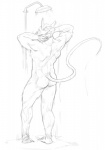 anthro barefoot bathing biped butt dripping feet long_tail male nude rear_view showering solo standing tail wet baraqueen teenage_mutant_ninja_turtles master_splinter mammal murid murine rat rodent monochrome sketch