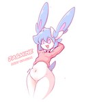 anthro belly bottomless clothed clothing featureless_crotch female heart_eyes heart_symbol pink_clothing pink_eyes simple_background solo standing text white_background catedging nintendo pokemon jasmine_(jaspixie) eeveelution generation_6_pokemon pokemon_(species) sylveon