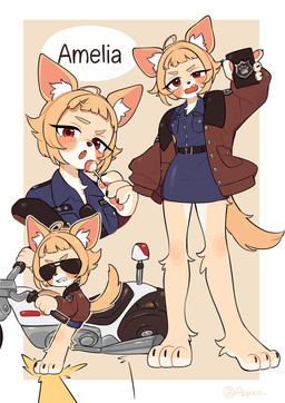 ahoge ankle_tuft anthro badge barefoot black_claws blonde_hair candy claws clenched_teeth clothed clothed_anthro clothed_female clothing coat dessert eyewear feet female food fur hair inner_ear_fluff leg_tuft lollipop looking_at_viewer motorcycle open_mouth pawpads pink_inner_ear pink_pawpads police police_uniform red_eyes solo sunglasses tail tan_body tan_fur tan_tail teeth topwear tuft uniform vehicle white_inner_ear_fluff appoco akira_slide amelia_(appoco) canid canine canis chihuahua domestic_dog mammal toy_dog 2026 colored digital_drawing_(artwork) digital_media_(artwork) hi_res