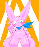 5:6 anthro anthrofied blush breasts featureless_breasts featureless_crotch female frown generation_2_pokemon gligar looking_at_viewer looking_down low-angle_view nintendo nude omenyanozero pokemon pokemon_(species) pokemorph simple_background small_breasts solo