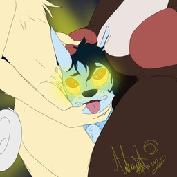 animal_genitalia anthro demon_plush ear_penetration equine_genitalia genitals glowing glowing_eyes group holding_partner's_head hypnosis hypnotic_eyes male male/male mind_control mindfuck penetration plushie ringed_eyes tongue tongue_out trio fledgedragonfox pledge_(fledgedragonfox) plush_(fledgedragonfox) sable_(fledgedragonfox) animate_inanimate canid canine demon equid equine fox horse humanoid lagomorph leporid living_plushie mammal rabbit 1:1