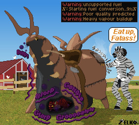 animal_genitalia anthro anthro_on_feral anthro_penetrating anthro_penetrating_feral ball_fur balls belly bestiality big_balls big_belly bloated bodily_fluids burping butt_slap chicken_coop dialogue digestion digestion_noises dominant dominant_anthro farm feral feral_penetrated forced gas_pedal genitals group horn machine male male/male oil oil_stain onomatopoeia penetration refueling saddle sex sheath slap sound_effects spanking speech_bubble steam stripes text trio unusual_bodily_fluids unwilling_pred unwilling_prey vore bluthederg conditional_dnp zelkothezeeb nintendo pokemon mox_(manahallowhound) zelko avian bird canid canine chicken equid equine fox galliform generation_5_pokemon hybrid mammal phasianid pokemon_(species) robot robot_feral scolipede zebra digital_media_(artwork) english_text pixel_(artwork)