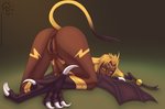 ass_up blonde_hair butt dark_body dark_skin feet female genitals hair not_furry nude pupils pussy slit_pupils solo spiky_hair talons toes wings yellow_eyes sacrificabominat ys bat fairy humanoid mammal hi_res