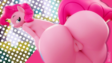 anthro anthrofied bedroom_eyes bent_over big_breasts big_butt blue_eyes breasts butt dotted_background dutch_angle female genitals hair huge_butt innie_vulva medium_hair narrowed_eyes pattern_background pink_body pink_hair pink_tail plump_labia rear_view seductive simple_background smug solo tail thick_thighs vulva geodat friendship_is_magic hasbro my_little_pony pinkie_pie_(mlp) earth_pony equid equine horse mammal pony 16:9 2025 3d_(artwork) digital_media_(artwork) hi_res watermark widescreen