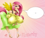 alternate_species big_breasts big_butt blush breasts butt clothed clothing feathered_wings feathers female fully_clothed hair huge_breasts humanoidized long_hair nipple_outline pink_hair solo tail text wide_hips wings yellow_body yellow_feathers graphicbrat friendship_is_magic hasbro my_little_pony mythology fluttershy_(mlp) animal_humanoid equid equid_humanoid equine equine_humanoid humanoid mammal mammal_humanoid mythological_creature mythological_equine pegasus 2012 english_text