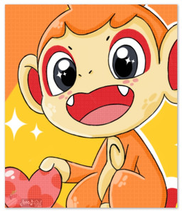border female male solo white_border apple_girl2000 nintendo pokemon chimchar generation_4_pokemon haplorhine mammal monkey pokemon_(species) primate icon