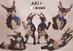 anthro bottomwear brown_body brown_fur clothing fur looking_at_viewer male scarf shorts smile solo stampmats deer mammal model_sheet