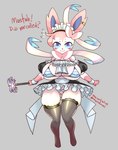 anthro anthrofied big_breasts breasts clothing crotchless_clothing crotchless_panties crotchless_underwear female genitals maid_uniform panties pokemorph pussy solo underwear uniform zacianswords nintendo pokemon eeveelution generation_6_pokemon pokemon_(species) sylveon absurd_res hi_res