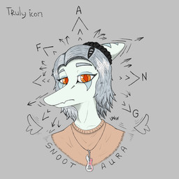 accessory anthro blue_body bone_frill clothed clothed_anthro clothed_female clothing female frill_(anatomy) front_view grey_background grey_hair hair hair_accessory hairpin jewelry looking_at_viewer markings medium_hair necklace neutral_expression orange_eyes simple_background solo striped_markings stripes tan_clothing tan_sweater tan_topwear text topwear lorikani cavemanon_studios goodbye_volcano_high ko_op_(game_developer) snoot_game fang_(gvh) prehistoric_species pterosaur reptile scalie 1:1 bust_portrait colored english_text hi_res portrait shaded
