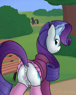anatomically_correct anatomically_correct_anus anatomically_correct_genitalia anatomically_correct_vulva animal_genitalia animal_vulva anus bottomwear butt clitoral_winking clitoris clothed clothing duo equine_anus equine_genitalia equine_vulva female feral genitals hoodie horn legwear looking_at_viewer nipples outside presenting presenting_hindquarters public public_exposure puffy_anus skirt smile solo_focus spread_vulva spreading stockings teats topwear upskirt vulva callichrome friendship_is_magic hasbro my_little_pony mythology rarity_(mlp) equid equine mammal mythological_creature mythological_equine unicorn 4:5 hi_res