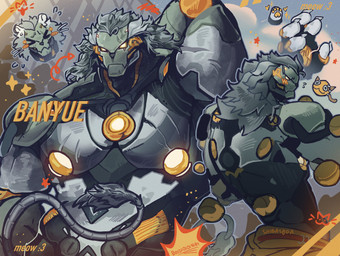5_fingers claws fingers grey_hair hair hand_behind_head humanoid_hands pawpads tail tail_tuft tuft yellow_pawpads shibas0da mihoyo zenless_zone_zero banyue_(zenless_zone_zero) felid lion mammal pantherine robot_anthro 2025 colored hi_res multiple_images signature