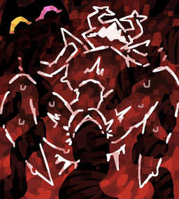 ambiguous_gender anthro antlers armor black_antlers black_body black_vulva bodily_fluids duo female forced_penetration genitals glistening glistening_armor glistening_body horn impact_lines legs_held_open looking_upset red_background red_lighting restrained restrained_arms restrained_by_tentacles restrained_legs shadow_tentacles simple_background spread_legs spreading stretched_vagina sweat tentacles vulva white_line_art scaliescum deltarune undertale_(series) friend_(deltarune) roaring_knight darkner felid feline mammal shadow_creature aliasing colored_line_art digital_media_(artwork) hi_res shaded shaded_line_art
