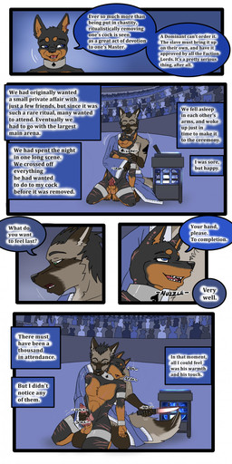 ankle_cuffs anthro arena bound collar cuff_(restraint) dialogue duo fire genitals handjob imminent_penectomy kneeling knife male metal_collar penile penis restraints ritual sex sitting spades_(suit) suit_symbol tail text wrist_cuffs tatsuchan18 cobalt_(tatsuchan18) canid canine canis dobermann domestic_dog fox hybrid mammal pinscher wolf absurd_res comic digital_media_(artwork) english_text hi_res multiple_scenes