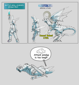 3_panel_comic 5_fingers albino anthro armor battle big_ears big_eyes biped boots cheek_tuft clothed clothing comic_panel covering covering_face death duo facial_tuft feral fingers footwear fur gameplay_mechanics grey_background happy head_tuft holding_melee_weapon holding_object holding_sword holding_weapon humanoid_hands humor jumping lying male melee_weapon narrowed_eyes on_side pose red_eyes scales shoes simple_background spikes spikes_(anatomy) standing sword tail text text_box thought_bubble tuft weapon maiconsandey family_guy_death_pose mythology star_ocean_till_the_end_of_time c_(alexthenarehate) fayt_leingod domestic_rabbit dragon lagomorph leporid mammal mythological_creature mythological_scalie oryctolagus rabbit scalie absurd_res comic english_text hi_res meme sketch