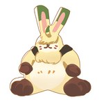 :3 anthro fluffy fur hair hair_over_eyes long_ears male solo yellow_body yellow_fur apple05012 bandai_namco digimon digimon_ghost_game angoramon digimon_(species) lagomorph leporid mammal rabbit