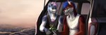 5_fingers alcohol anthro beer beverage car clothing duo fingers fluffy hair male neckfluff romantic romantic_couple shirt topwear vehicle geewolf canid canine canis domestic_dog husky mammal nordic_sled_dog spitz 2023 3:1 digital_media_(artwork) half-length_portrait hi_res portrait