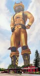 anthro armor boots bottomwear building bulge clothing fire_engine firefighter firefighter_boots firefighter_helmet firefighter_uniform footwear hands_on_hips headgear helmet looking_at_viewer looking_down low-angle_view macro male pants plant plantigrade shoes solo station tree truck_(vehicle) uniform vehicle visor thb886 dakota_(rockwolf) canid canine canis mammal wolf 2021 absurd_res hi_res