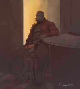 alcohol anthro balls barefoot beverage blind_eye bodily_fluids claws clothed clothing digitigrade feet genitals green_body green_scales humanoid_genitalia humanoid_penis jacket male pants_undone penis public public_nudity scales sitting solo sweat sweaty_balls sweaty_genitalia tail toe_claws topwear unzipped unzipped_pants zipper azri.upset mack_reinhardt komodo_dragon lizard monitor_lizard reptile scalie hi_res