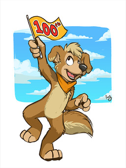 anthro black_nose blue_sky brown_body brown_fur cheek_tuft cloud facial_tuft featureless_crotch flag flag_(object) floppy_ears fur hair holding_flag holding_object logo looking_up male nude open_mouth open_smile outside short_hair sky smile solo tan_body tan_fur tan_hair tuft young young_anthro young_male pandapaco canid canine canis domestic_dog mammal 3:4 artist_logo signature