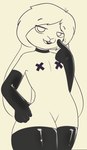 anthro choker clothing floppy_ears gloves handwear jewelry latex latex_clothing latex_gloves latex_handwear latex_legwear latex_stockings legwear long_ears male necklace pasties solo stockings thigh_highs lucentleader sunny_(lucentleader) lagomorph leporid mammal rabbit 2022 hi_res sketch