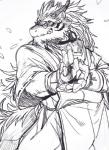 anthro beard claws clothing eyewear facial_hair glasses kemono male mature_anthro mature_male solo kmd023 asian_mythology east_asian_mythology mythology utau shiki_taigen dragon eastern_dragon mythological_creature mythological_scalie scalie