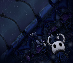 2_horns ambiguous_gender biped black_eyes cloak clothed clothing flying glass group horn melee_weapon nail_(weapon) raining solo_focus standing weapon weapon_on_back wings cohavmuzar hollow_knight_(franchise) team_cherry the_knight_(hollow_knight) arthropod vessel_(species) 2025 hi_res