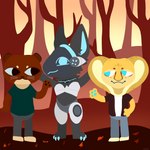 anthro group machine male trio anonymous_artist night_in_the_woods cobra elapid_(snake) humanoid king_cobra mammal mustelid otter protogen reptile scalie snake 1:1 hi_res