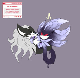 bite dark duo male male/male tentacles someweirdnut sega sonic_forces sonic_the_hedgehog_(series) infinite_(sonic) mephiles_the_dark canid canine canis jackal mammal hi_res