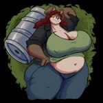 anthro beer_keg belly big_belly big_breasts breasts clothed clothing female overweight solo brewheardt lagomorph leporid mammal rabbit 1:1 2023 absurd_res alpha_channel hi_res