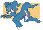 anthro anus blue_body blue_skin blush butt erection genitals male penis presenting presenting_hindquarters solo feline-fattale bandai_namco digimon digimon_(species) veemon