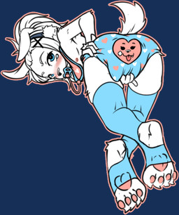 anthro bib blue_pacifier blush butt clothing diaper hand_on_diaper heart_clothing heart_diaper heart_symbol heart_underwear legwear looking_back male nipples object_in_mouth pacifier pacifier_in_mouth pawpads paws presenting presenting_hindquarters solo thigh_highs touching_diaper underwear koud3x vtuber taigaxholic canid canine mammal alpha_channel
