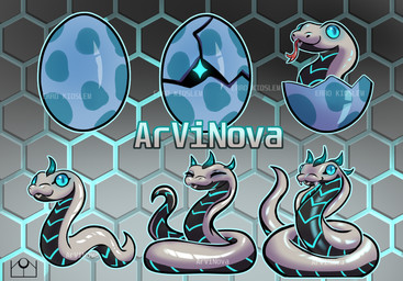 ambiguous_gender birth blue_eyes egg evolution_(transformation) feral hatching_from_egg hexagon_background looking_at_viewer snake_hood solo three-quarter_view transformation errokioslem reptile scalie snake full-length_portrait portrait female_(lore)