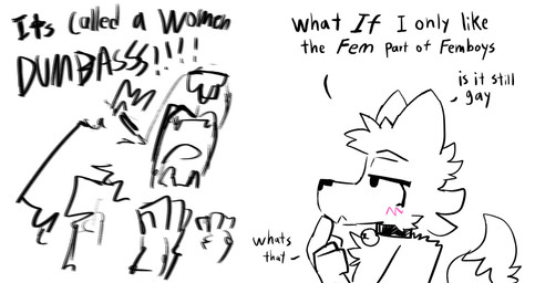 ambiguous_gender angry anthro blurred_character blush blush_lines cheek_tuft collar collar_only dialogue duo exclamation_point eyes_closed facial_tuft half-closed_eyes head_tuft male narrowed_eyes nude open_mouth screaming text thinking_pose tuft fc5 boy_kisser_(meme) canid canine canis domestic_dog mammal absurd_res english_text hi_res meme monochrome sketch