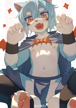 anthro asian_clothing biped blue_body blue_fur cloak clothed clothing countershade_fur countershading east_asian_clothing fundoshi fur japanese_clothing kemono legwear looking_at_viewer male navel open_mouth partially_clothed pawpads red_eyes shota simple_background slim slim_anthro slim_male solo stirrup_legwear stirrup_stockings stockings underwear vampire_costume white_background white_body white_countershading white_fur wristband young young_anthro young_male toye2004 qing_gou vampire hi_res