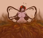 absurd_res antennae_(anatomy) anthro big_breasts black_hair breasts butterfree excessive_feces feces female floofykinkumiho generation_1_pokemon genitals goo-connected_lips hair hi_res hyper hyper_feces nintendo pokemon pokemon_(species) purple_body purple_skin pussy scat scatplay solo wings