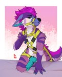 anthro genitals harness knot male penis solo fenneckiro haze_the_hyena hi_res